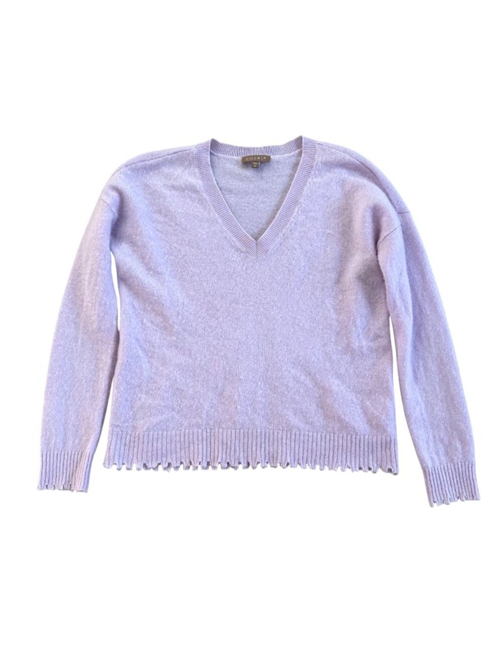 Lilla P Women's Sz XS Purple V-Neck 100% Cashmere Sweater Knitwear